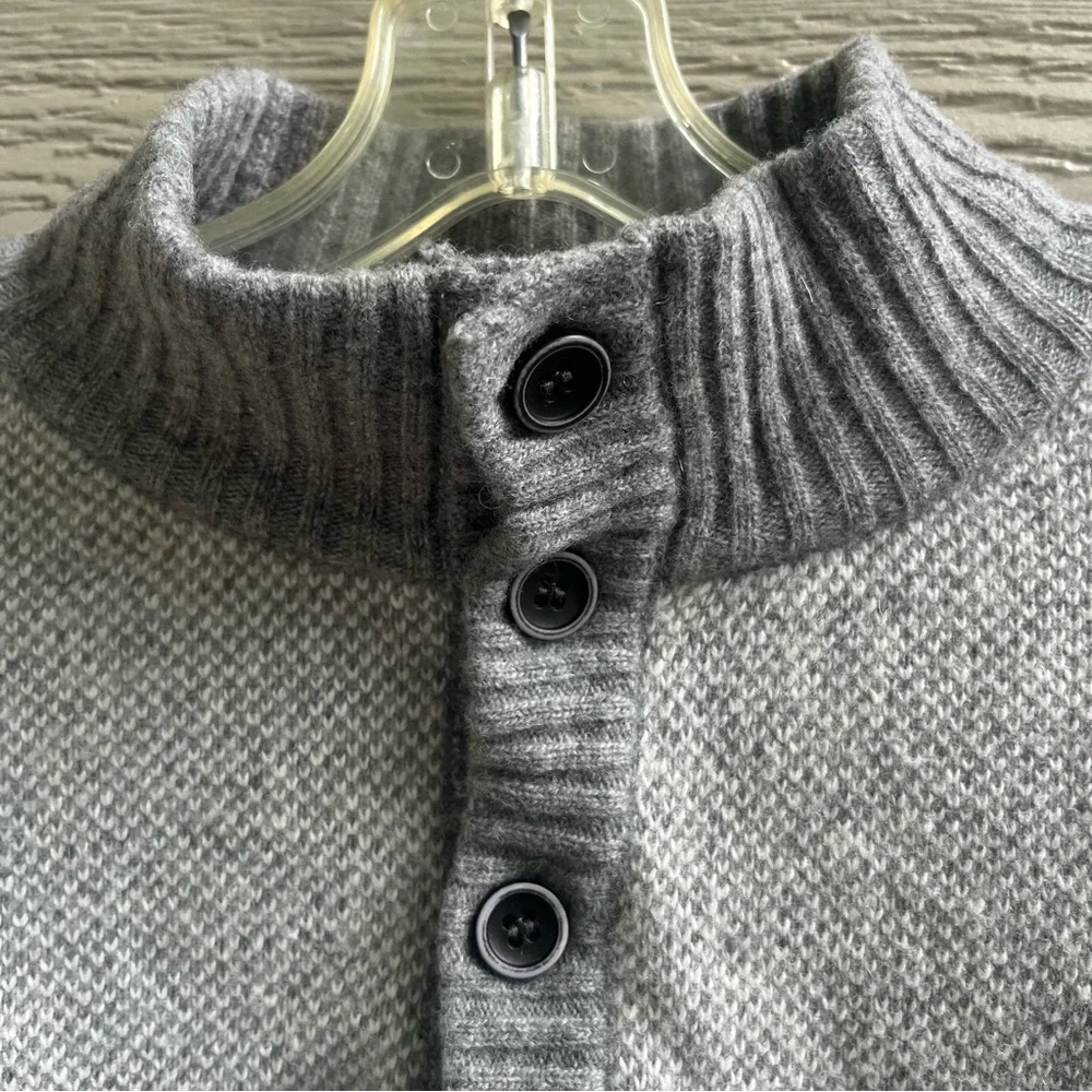 Luca Nobili Italy Men XL Pullover Button Sweater Gray Wool Blend 46